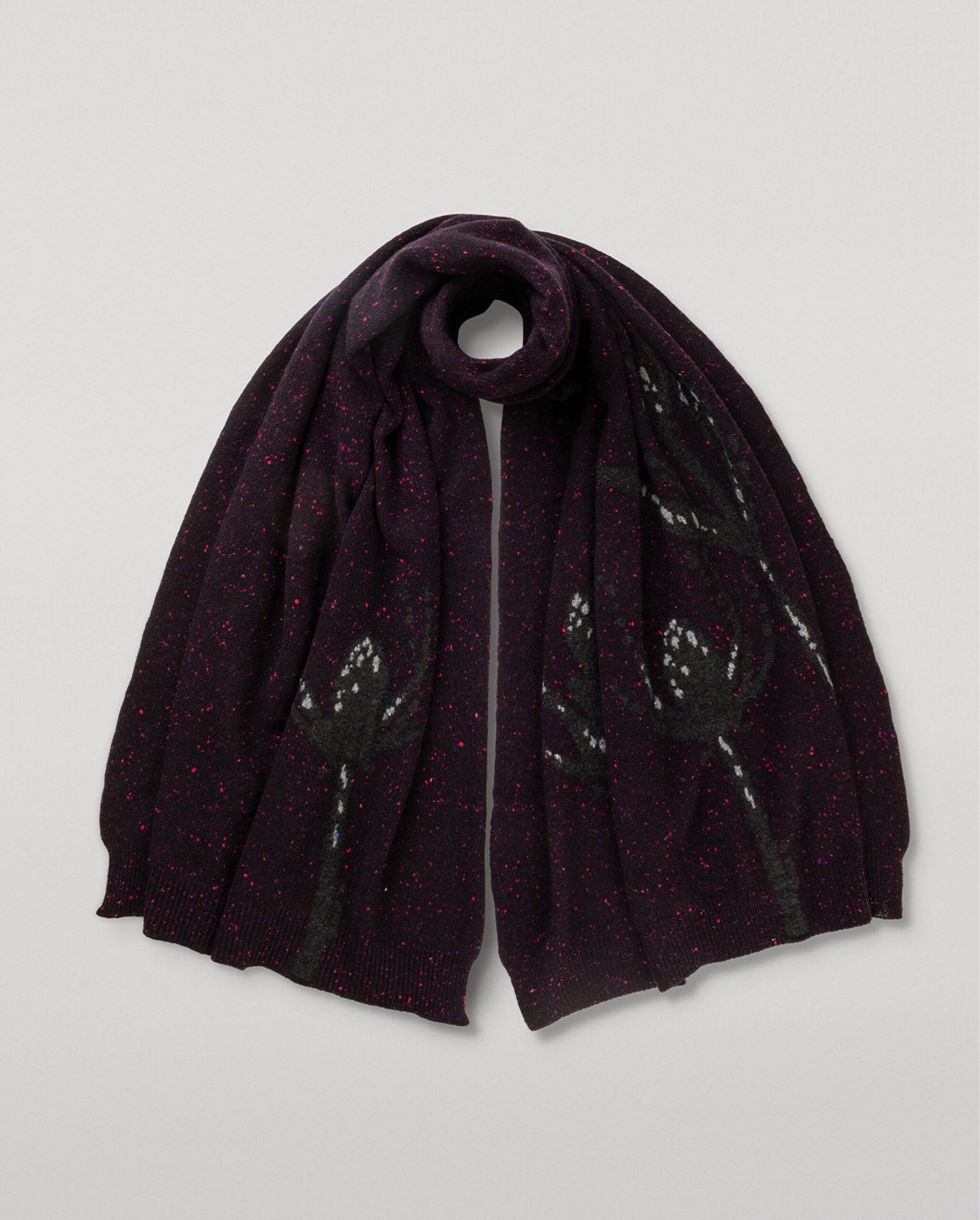 Wild Thistle Intarsia Purple Cashmere Wrap