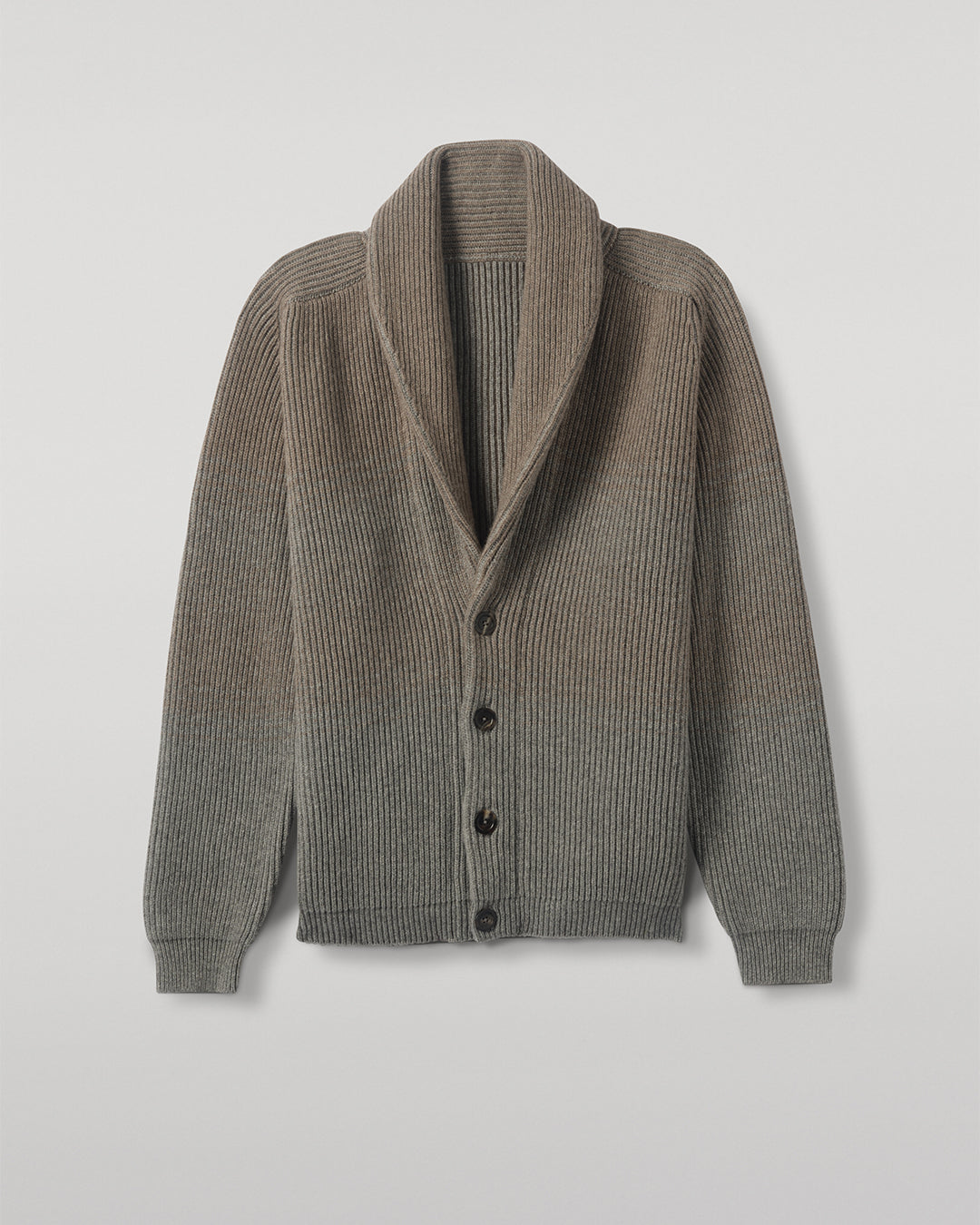 Pioneer Light Brown to Grey Shawl Collar Cashmere Cardigan