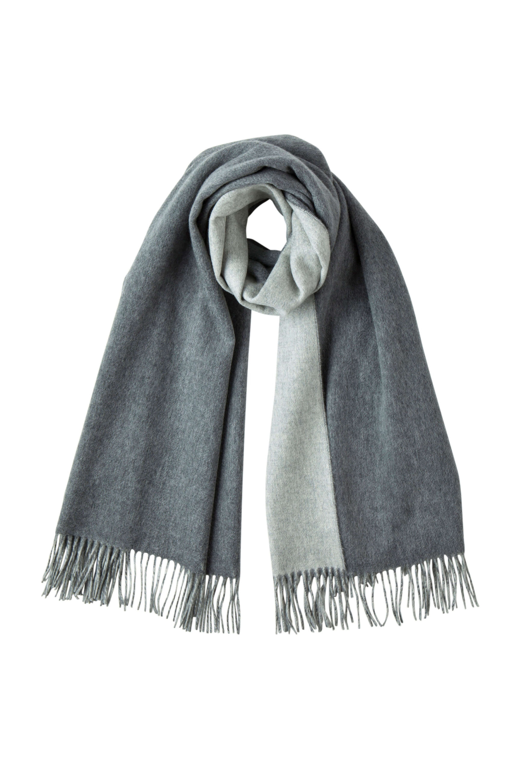 Contrast Reversible Grey Cashmere Stole