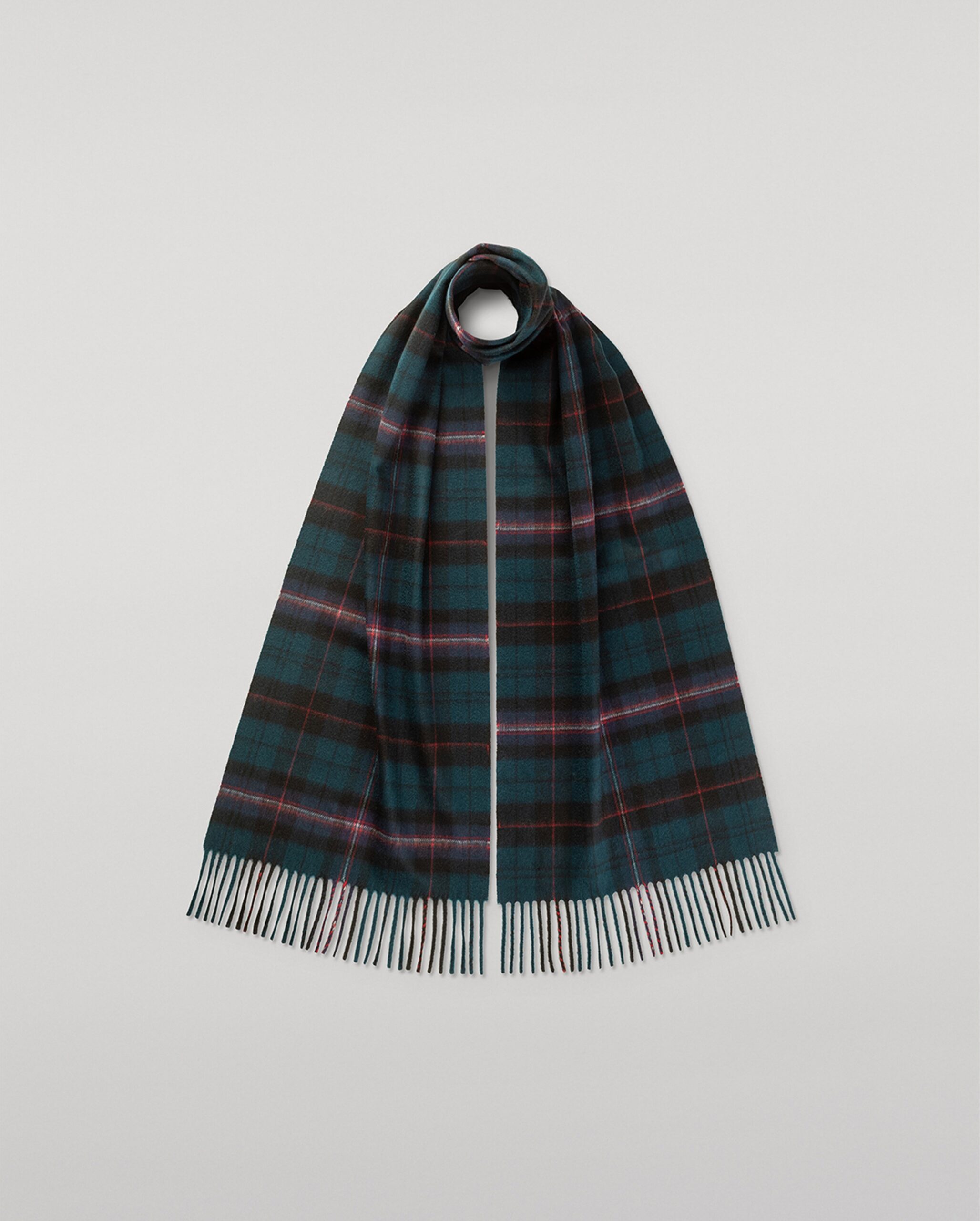 Culzean Plaid Bottle Green Cashmere Scarf