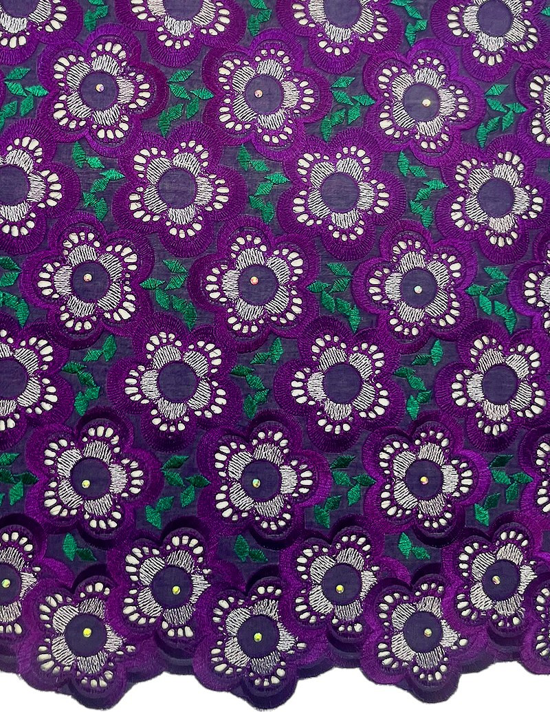 PVL216 - Premium Swiss Voile Lace   PSG-Purple,Silver&Green